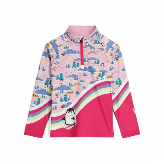 Spyder Little Girls Reflect 1 / 2 Zip - Petal Pink: Neptune