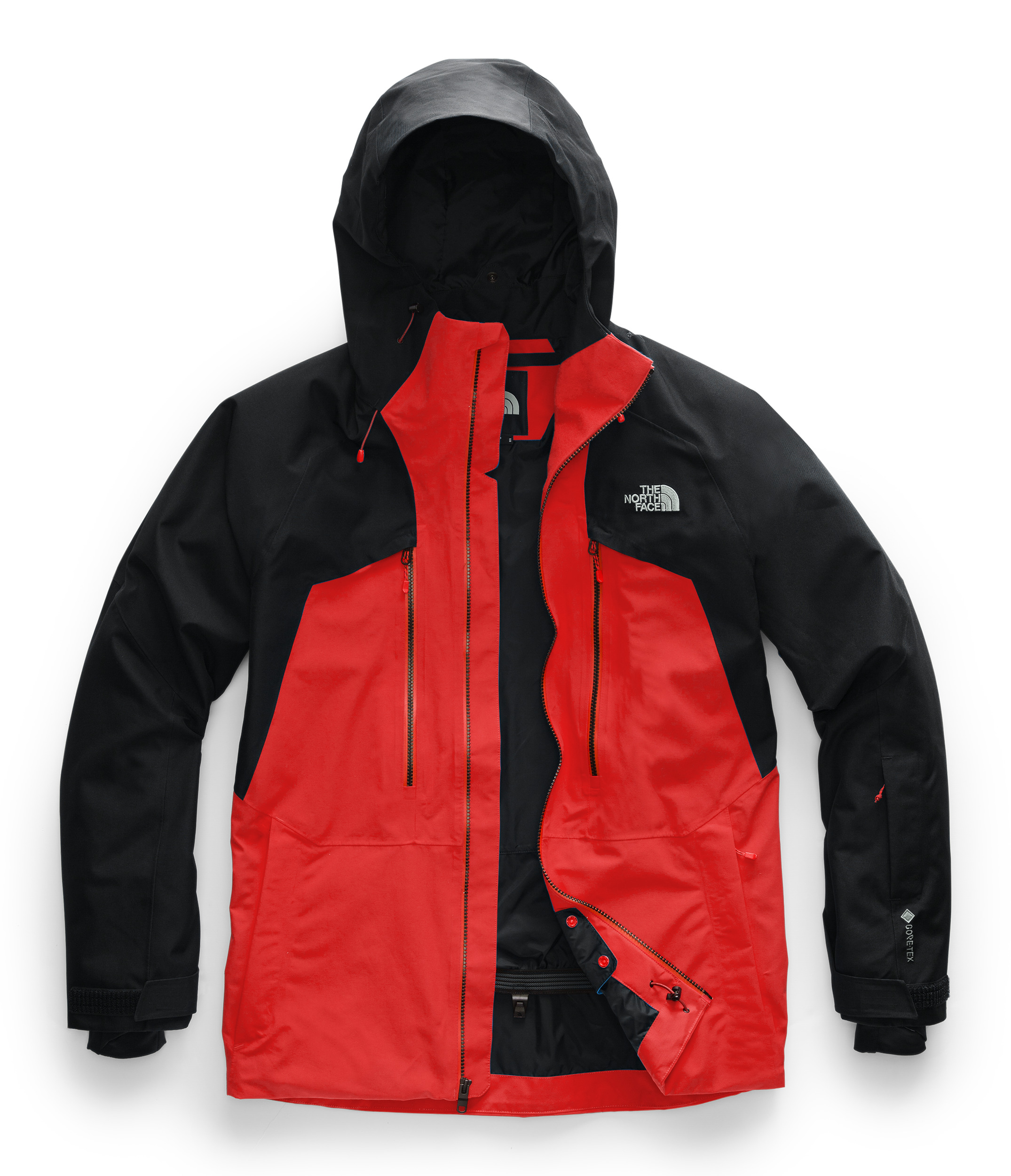mens black and red north face jacket