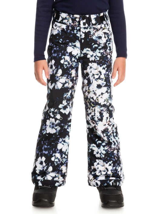 Roxy Girl's Backyard Printed Insulated Snow Pants - True Black Black  Flowers: Neptune Diving & Ski