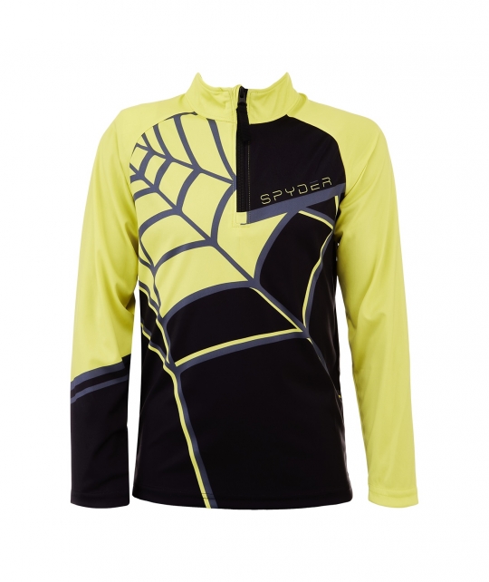 Spyder Boy's Web Zip T-Neck - Black/Citrus: Neptune Diving & Ski