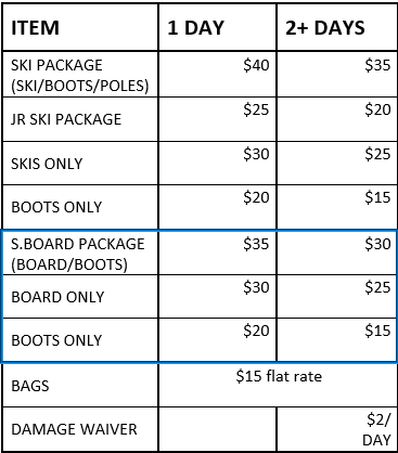 snow rental prices 2026